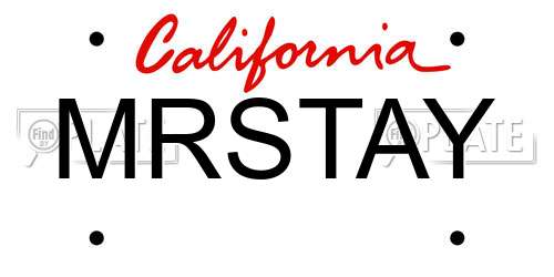 MRSTAY California License Plate