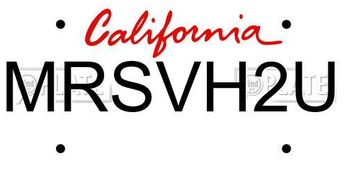 MRSVH2U California License Plate