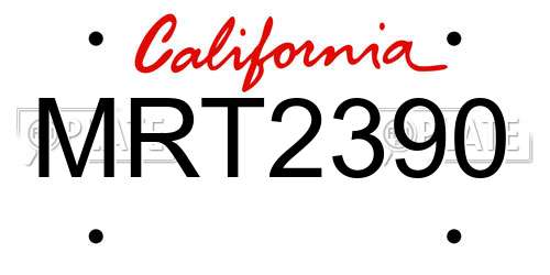 MRT2390 California License Plate
