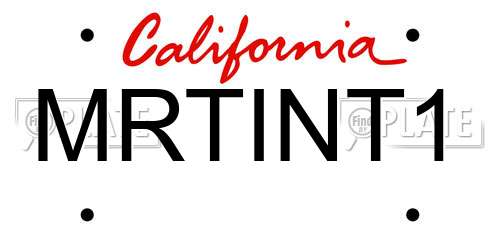 MRTINT1 California License Plate