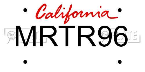 MRTR96 California License Plate