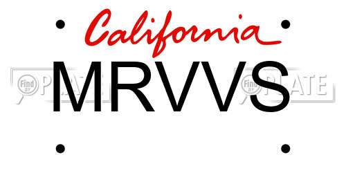 MRVVS California License Plate