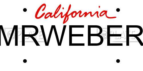MRWEBER California License Plate