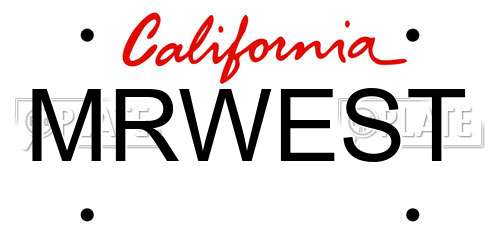 MRWEST California License Plate