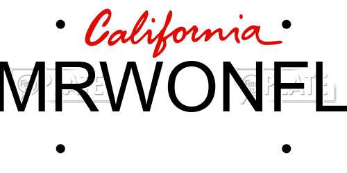 MRWONFL California License Plate