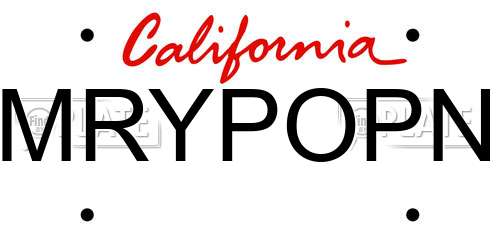 MRYPOPN California License Plate