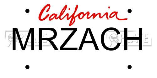 MRZACH California License Plate