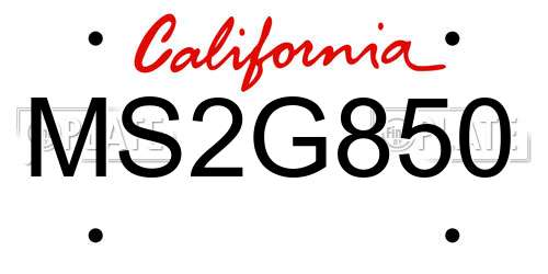 MS2G850 California License Plate