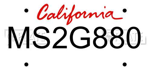 MS2G880 California License Plate