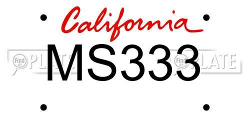 MS333 California License Plate