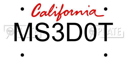 MS3D0T California License Plate