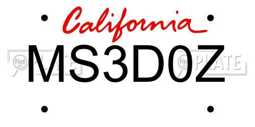 MS3D0Z California License Plate