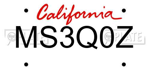 MS3Q0Z California License Plate