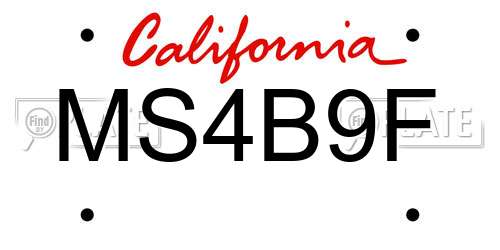 MS4B9F California License Plate