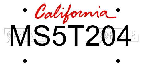 MS5T204 California License Plate