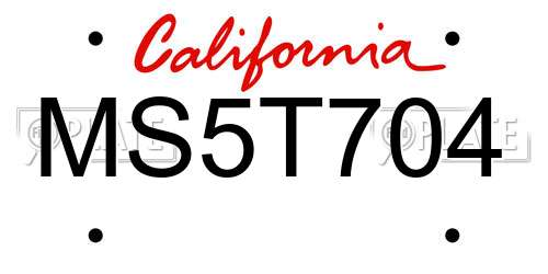 MS5T704 California License Plate