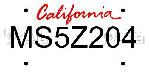 MS5Z204 California License Plate