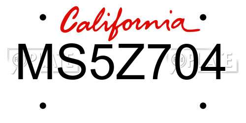 MS5Z704 California License Plate