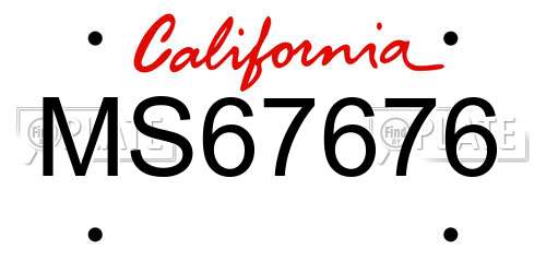 MS67676 California License Plate