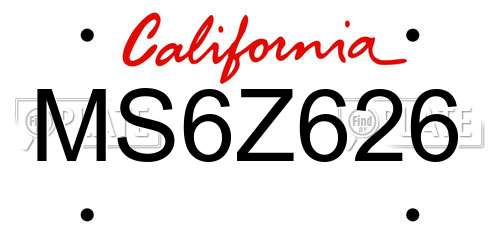 MS6Z626 California License Plate