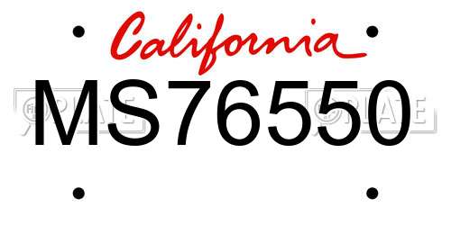 MS76550 California License Plate