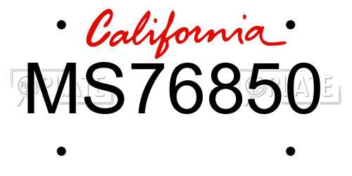 MS76850 California License Plate