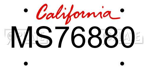 MS76880 California License Plate