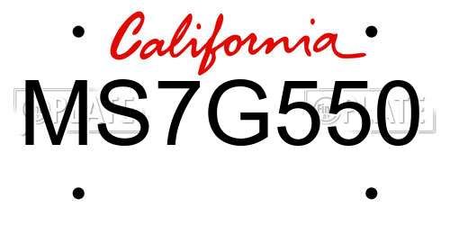 MS7G550 California License Plate