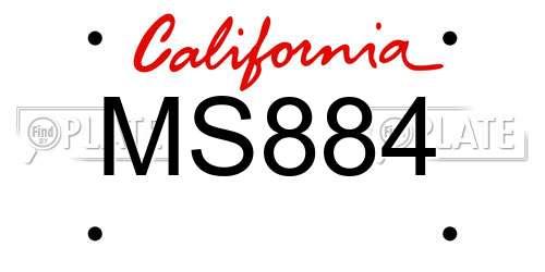 MS884 California License Plate