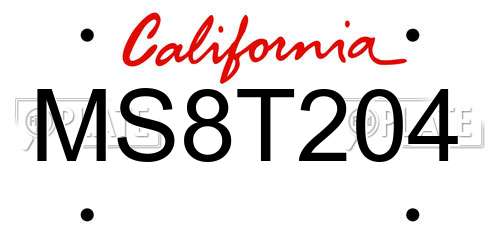 MS8T204 California License Plate