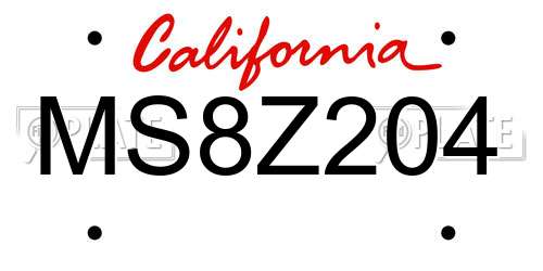 MS8Z204 California License Plate