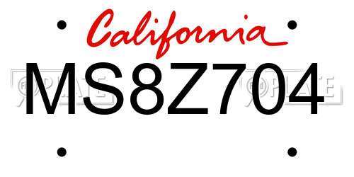 MS8Z704 California License Plate
