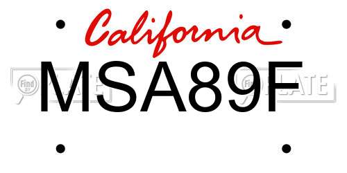 MSA89F California License Plate