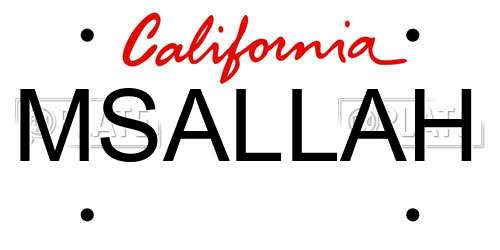 MSALLAH California License Plate