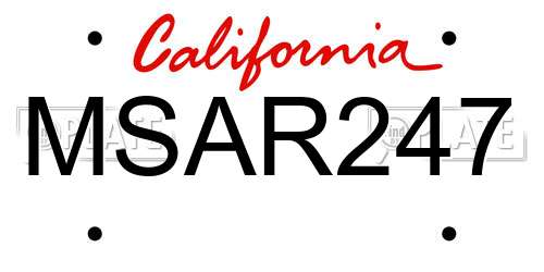MSAR247 California License Plate
