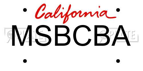 MSBCBA California License Plate