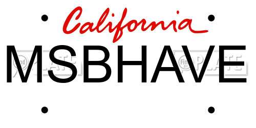 MSBHAVE California License Plate