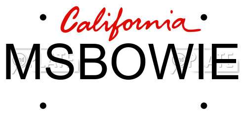 MSBOWIE California License Plate