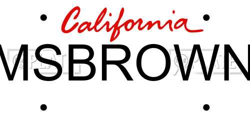 MSBROWN California License Plate