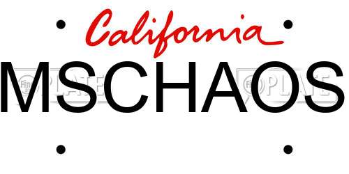 MSCHAOS California License Plate