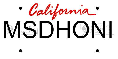 MSDHONI California License Plate