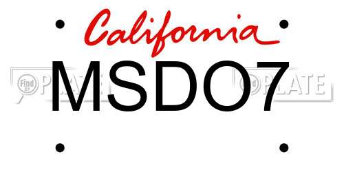 MSDO7 California License Plate