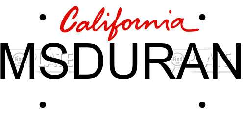 MSDURAN California License Plate