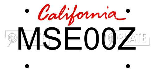 MSE00Z California License Plate