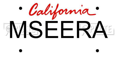 MSEERA California License Plate