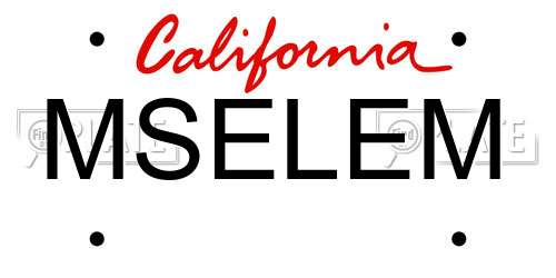 MSELEM California License Plate
