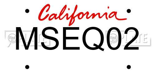 MSEQ02 California License Plate
