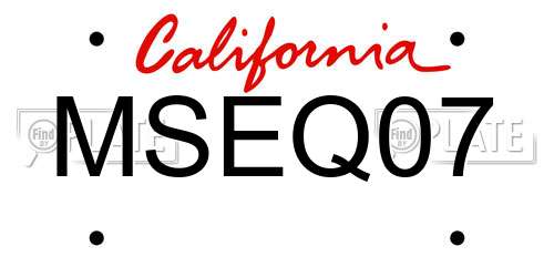 MSEQ07 California License Plate