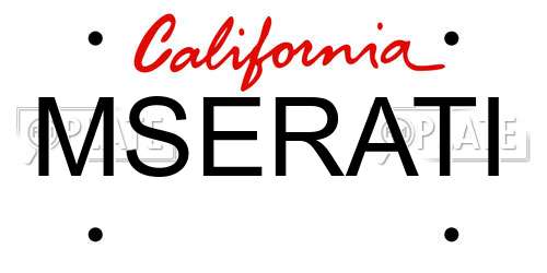 MSERATI California License Plate