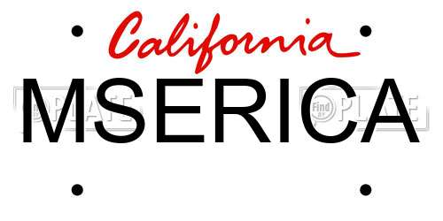 MSERICA California License Plate